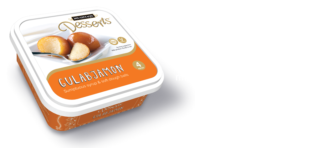 Mushtaqs desserts, Gulabjamon. Timeless dessert of milk dough balls served in light syrup.